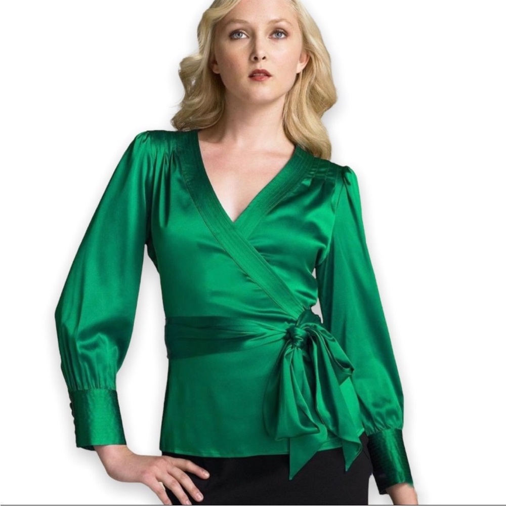Diane Von Furstenberg | Ariana Silk Emerald Green Wrap, 4